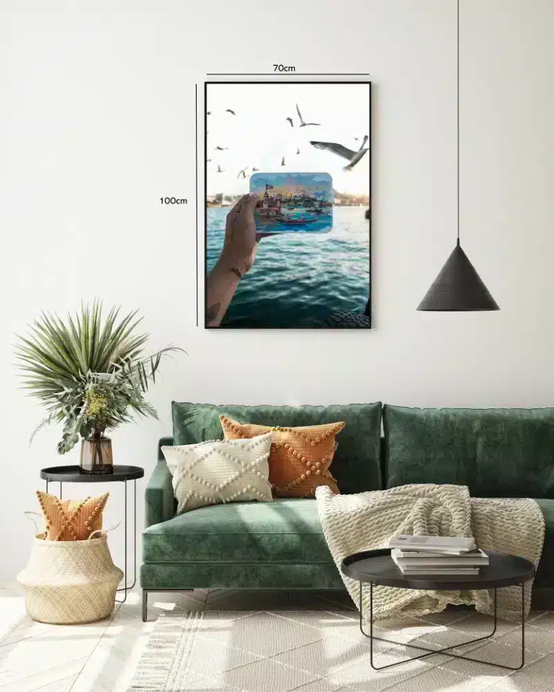 Hånd Holder Maleri Af Hav