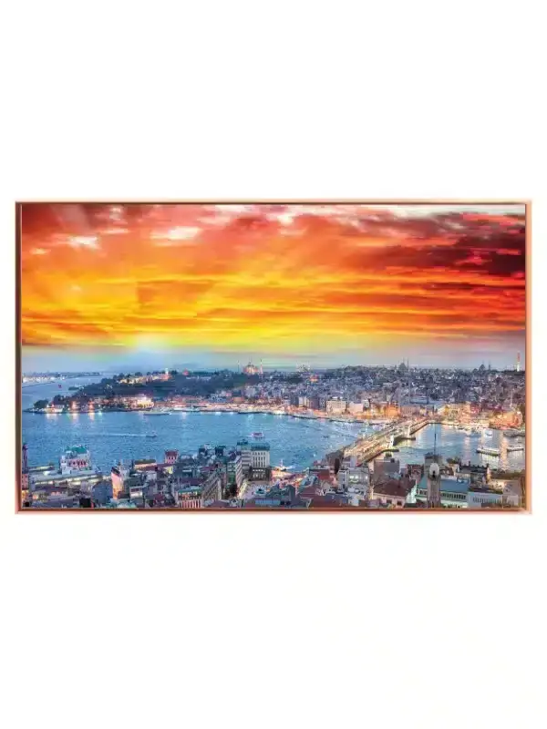 Sunset Over Cityscape And Water