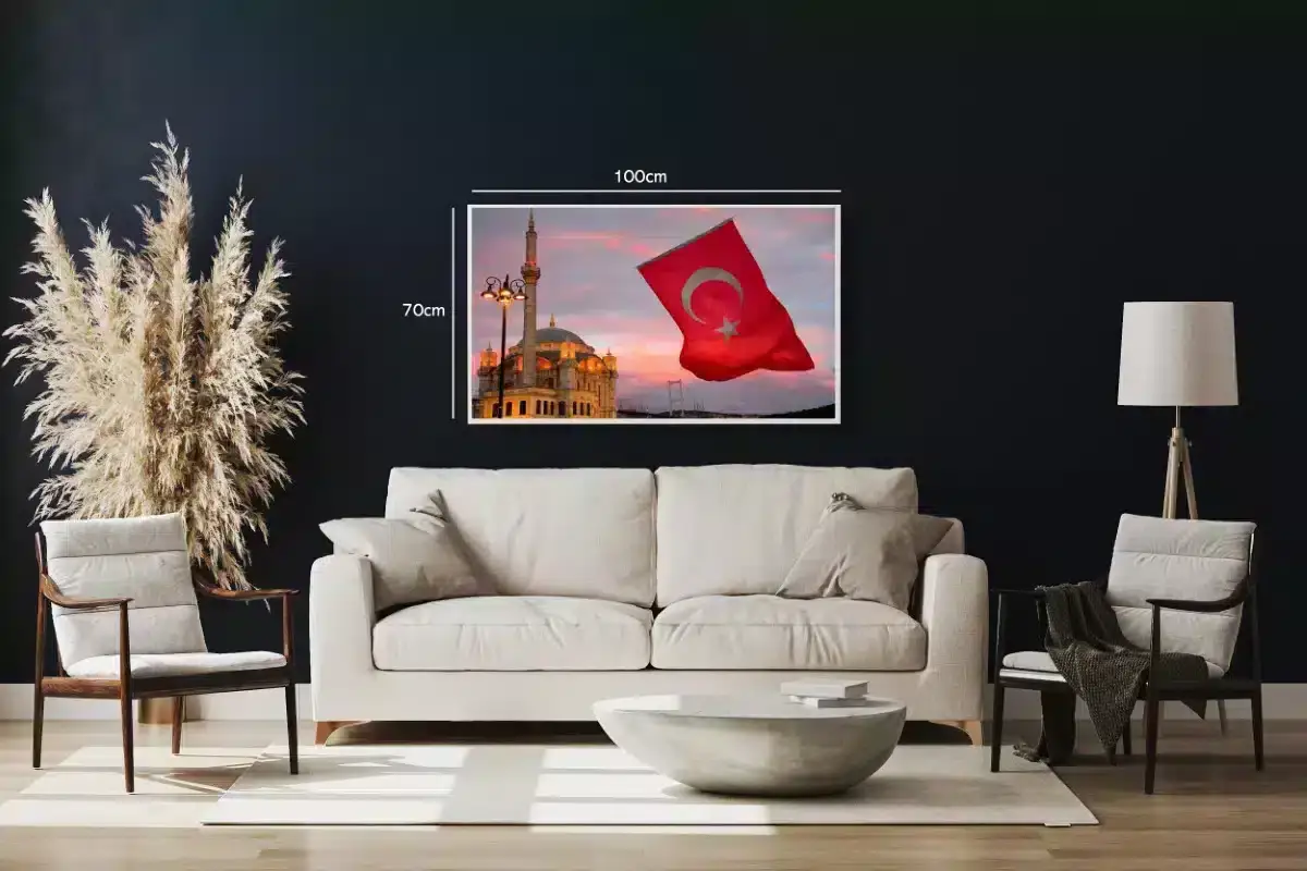 Istanbul Flag And Mosque Sunset