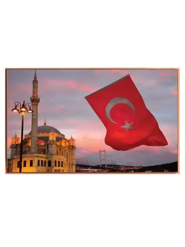 Istanbul Flag And Mosque Sunset