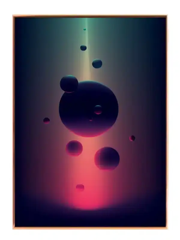 Orbiting Neon Spheres Plakat