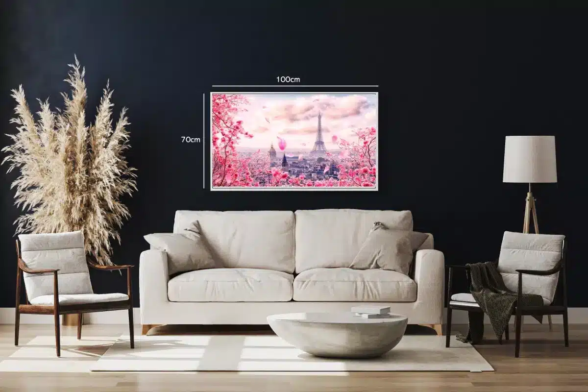Paris Skyline With Blossoming Cherry Trees