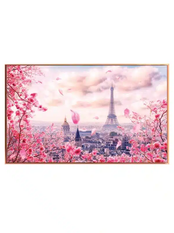 Paris Skyline With Blossoming Cherry Trees