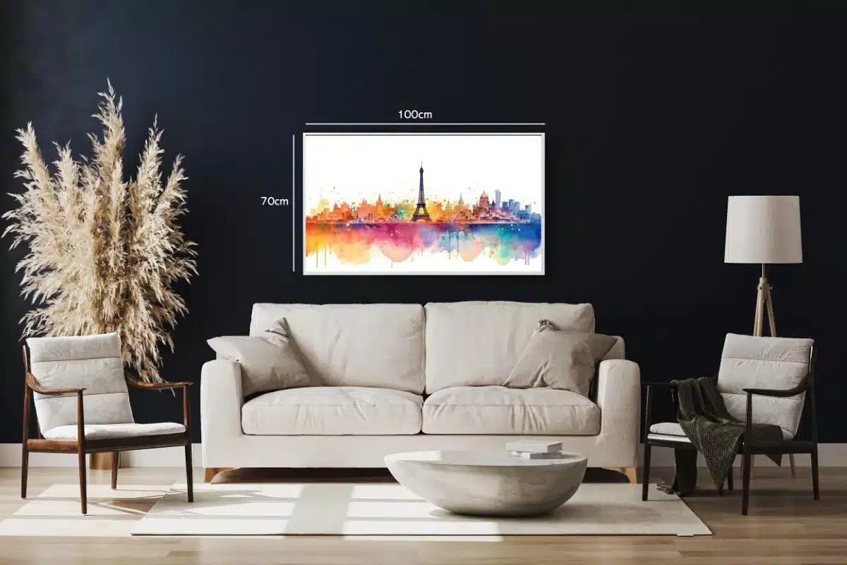 Farverig Paris Skyline Akvarel