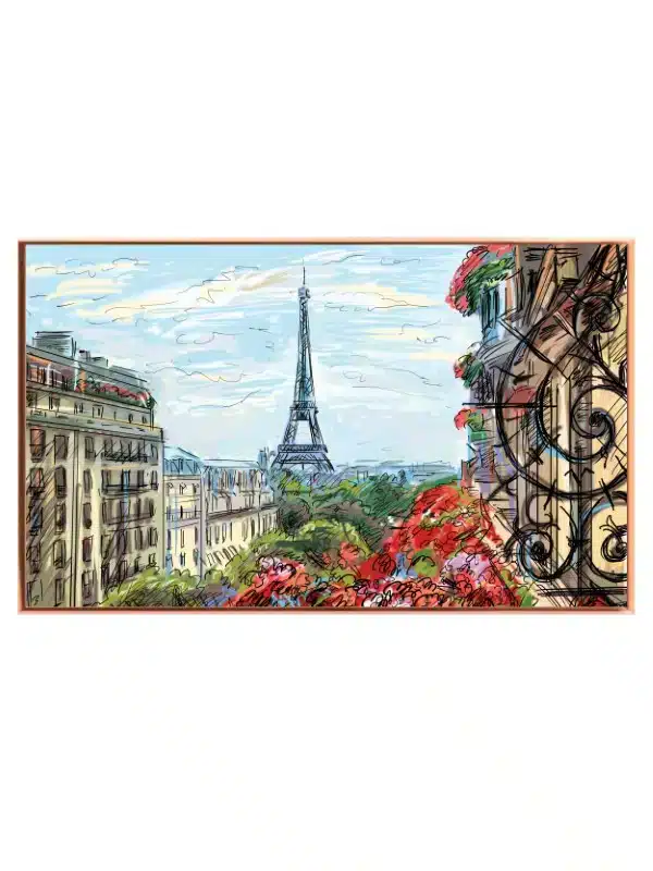 Parisian Street With Eiffel Tower