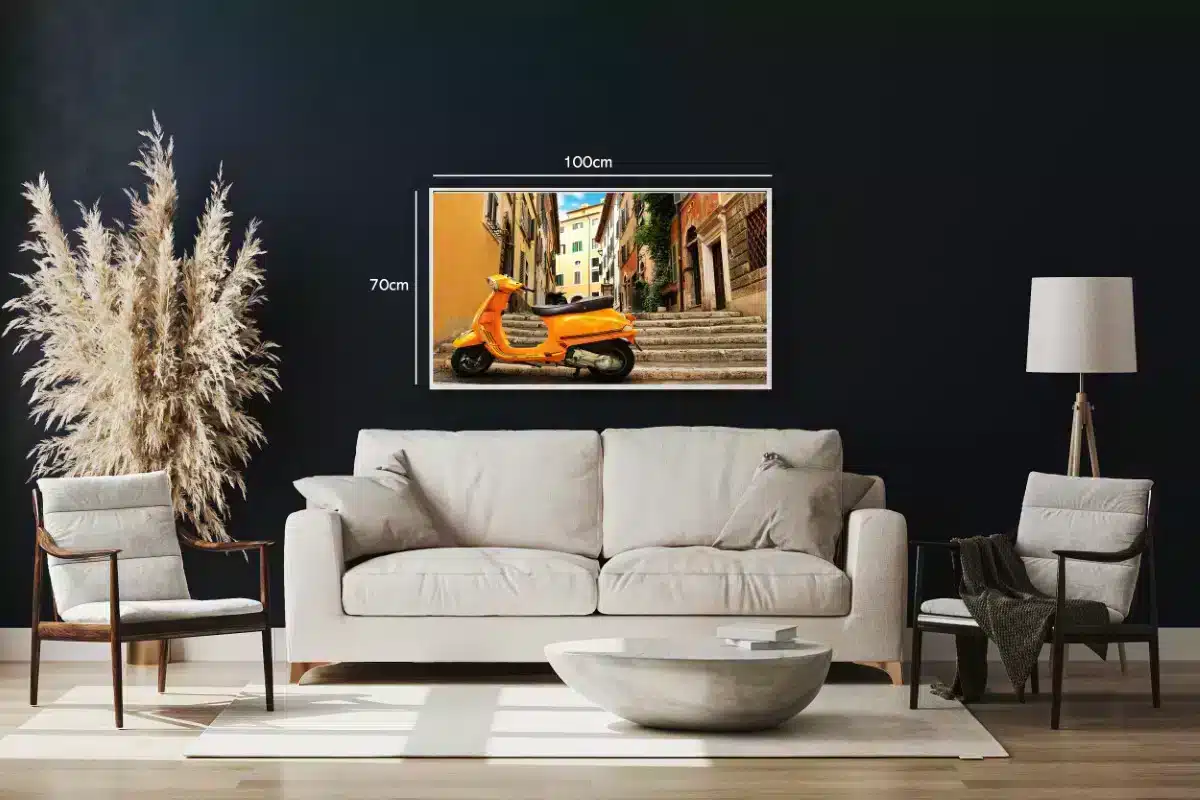 Orange Scooter On Stone Steps