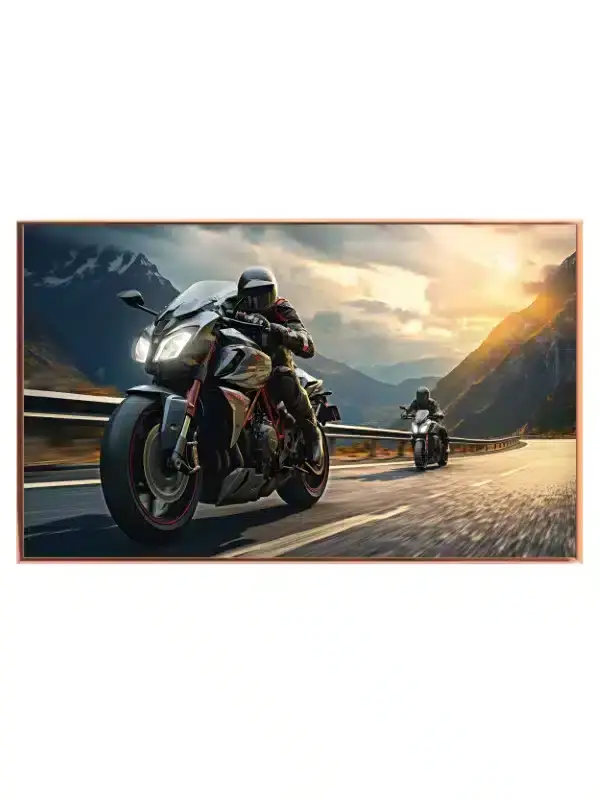 Eventyrlige Motorcykler i Solnedgang