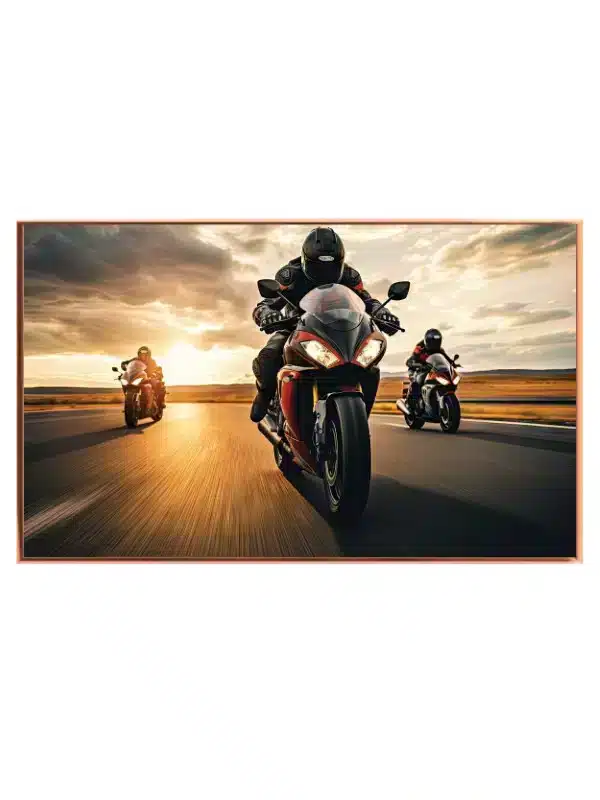 Eventyrlige Motorcykler i Solnedgang