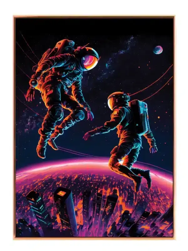 Grafisk Astronauter Over Neonby