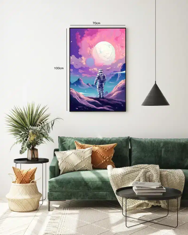 Astronaut Under Rosa Måne