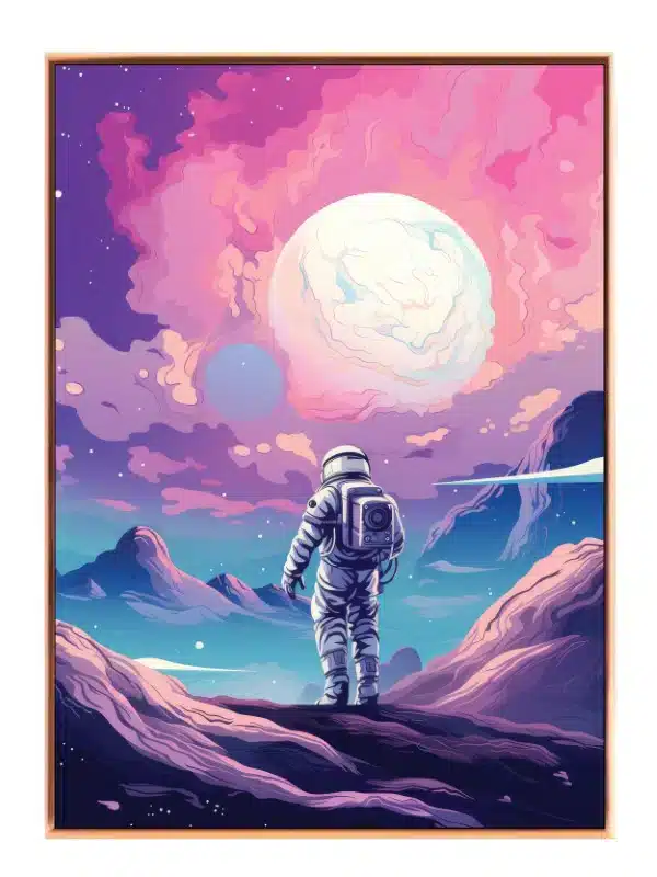Astronaut Under Rosa Måne