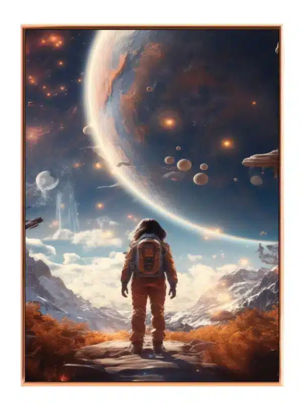 Astronaut Under Kæmpe Planet