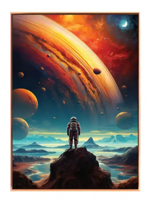 Astronaut Under Brændende Ringplanet