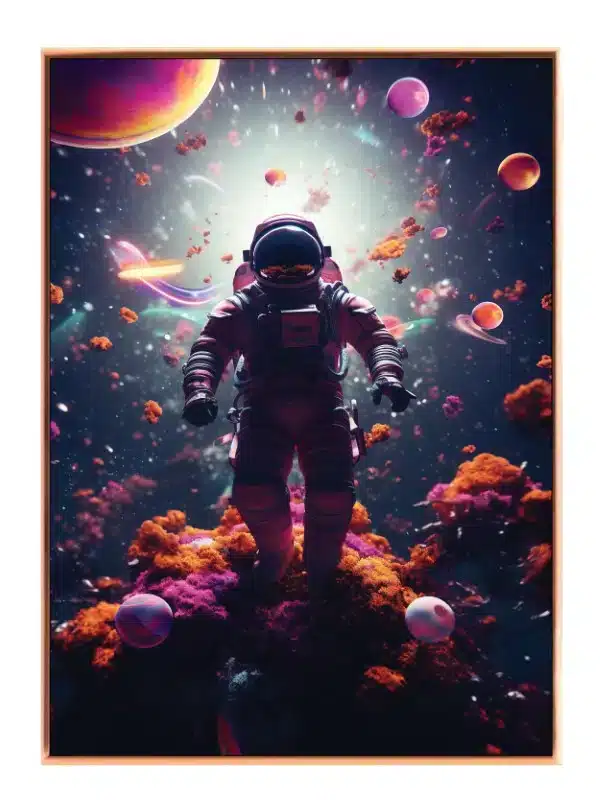 Grafisk Astronaut i Farverigt Kosmos