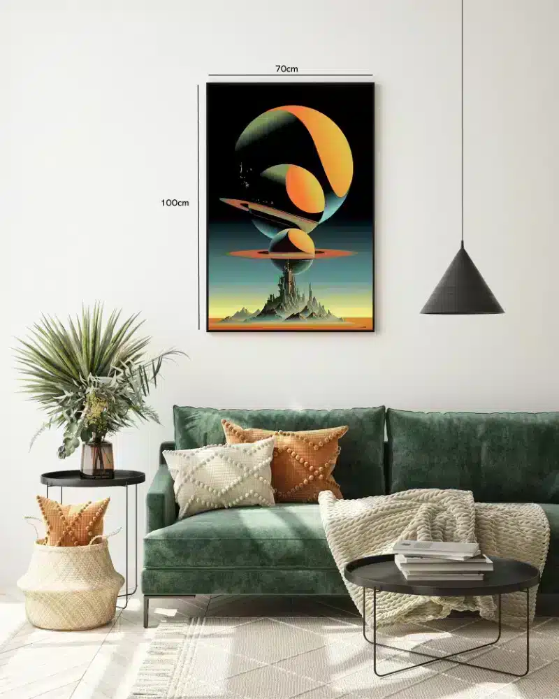 Saturnskiver Over Futuristisk By