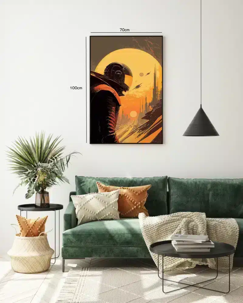 Astronaut ved Orange Solnedgang