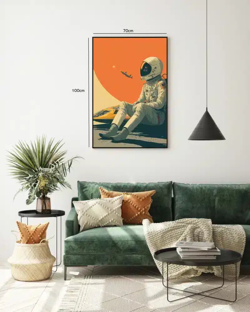 Astronaut ved Orange Himmel