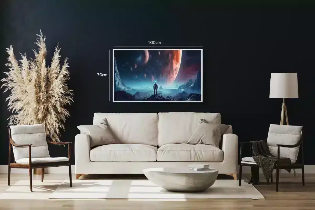 Grafisk Astronaut Under Rød Planet