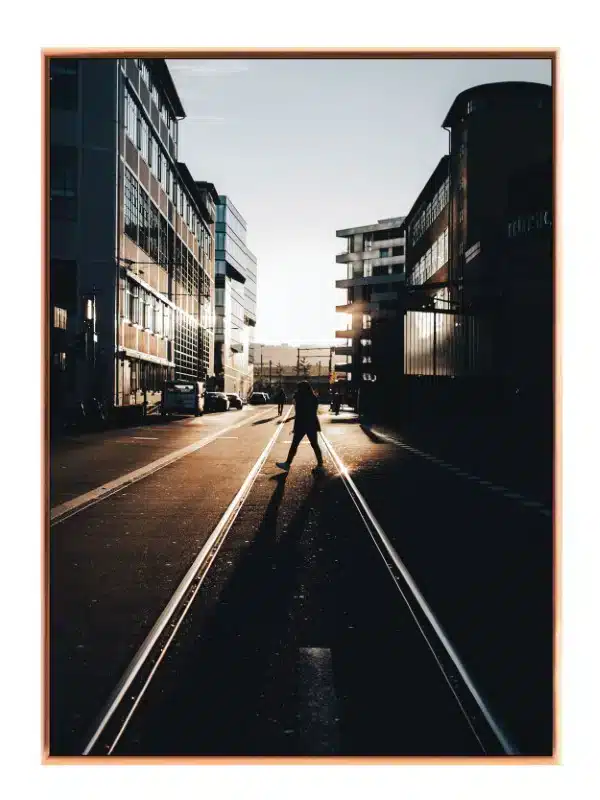 Silhuet på Spor i Solnedgang