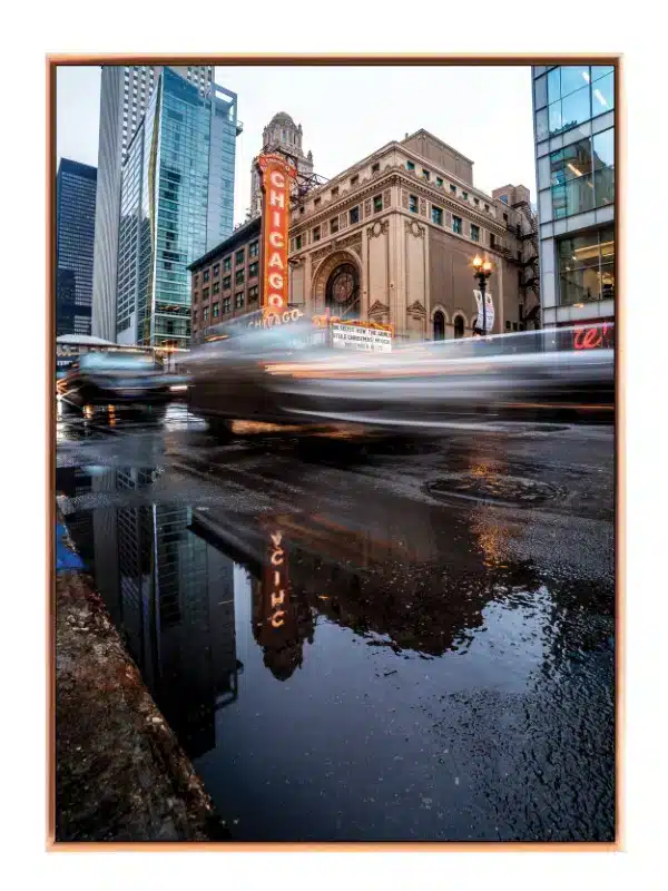 Chicago Teater Skilt i Regn