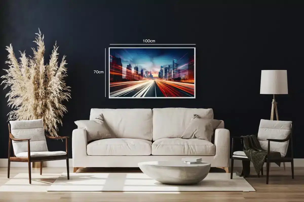 Lysstriber Mod Futuristisk Skyline