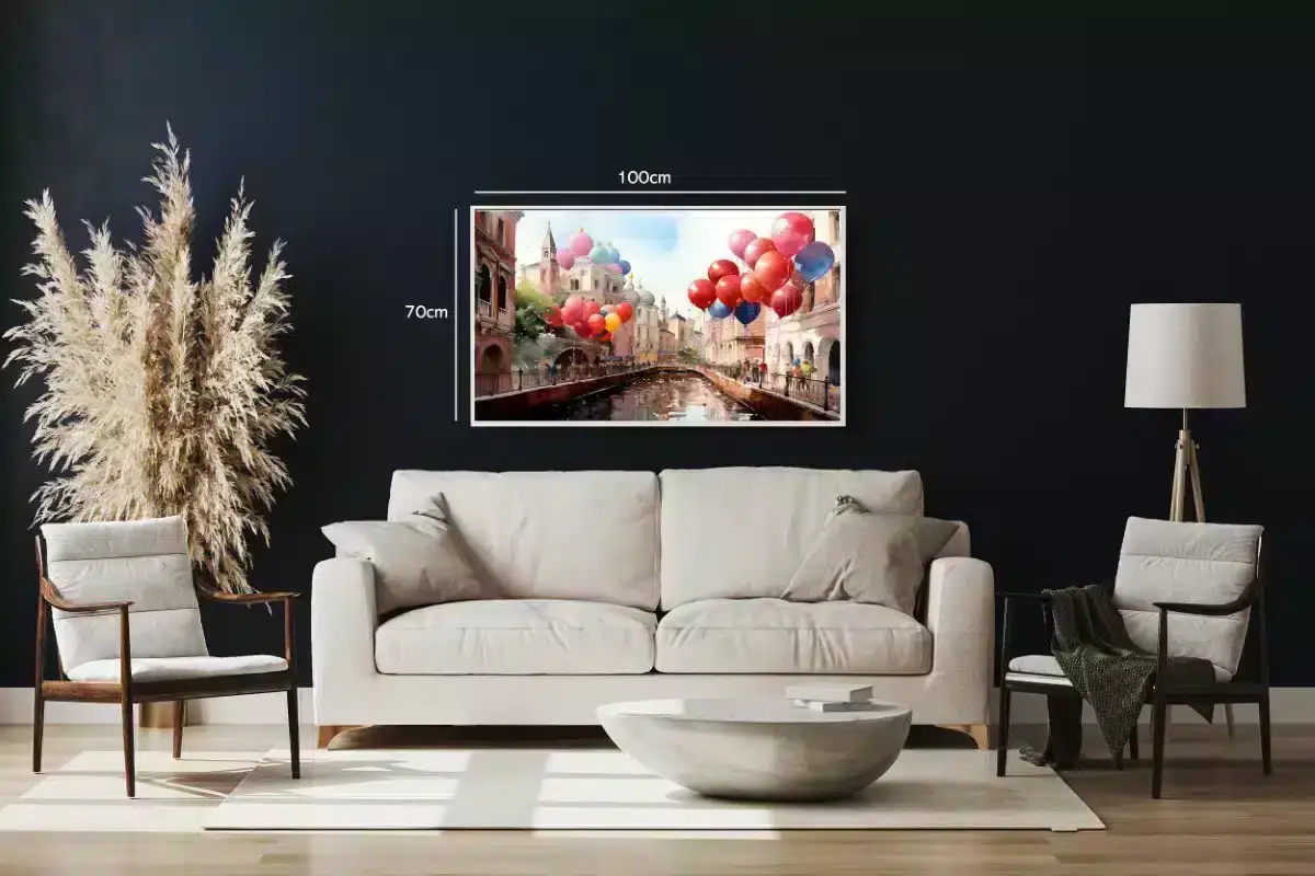 Colorful Balloon Canal Scene