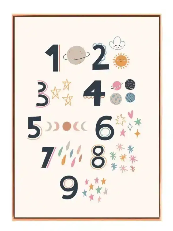 Playful Space Numbers Chart Plakat