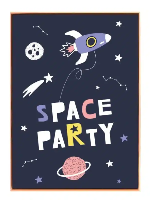 Playful Space Party Rocket Plakat