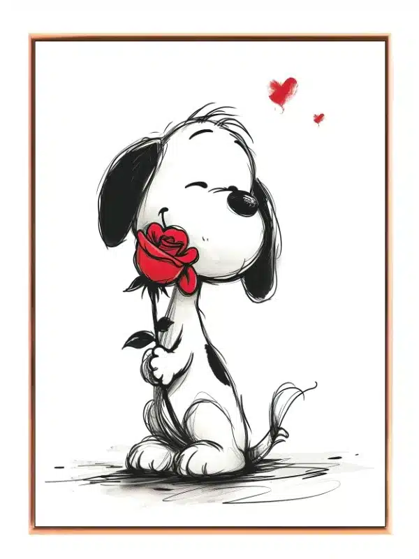 Playful Puppy With Rose Plakat