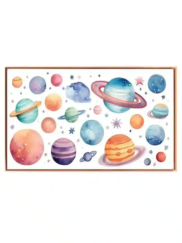 Playful Watercolor Planets Plakat
