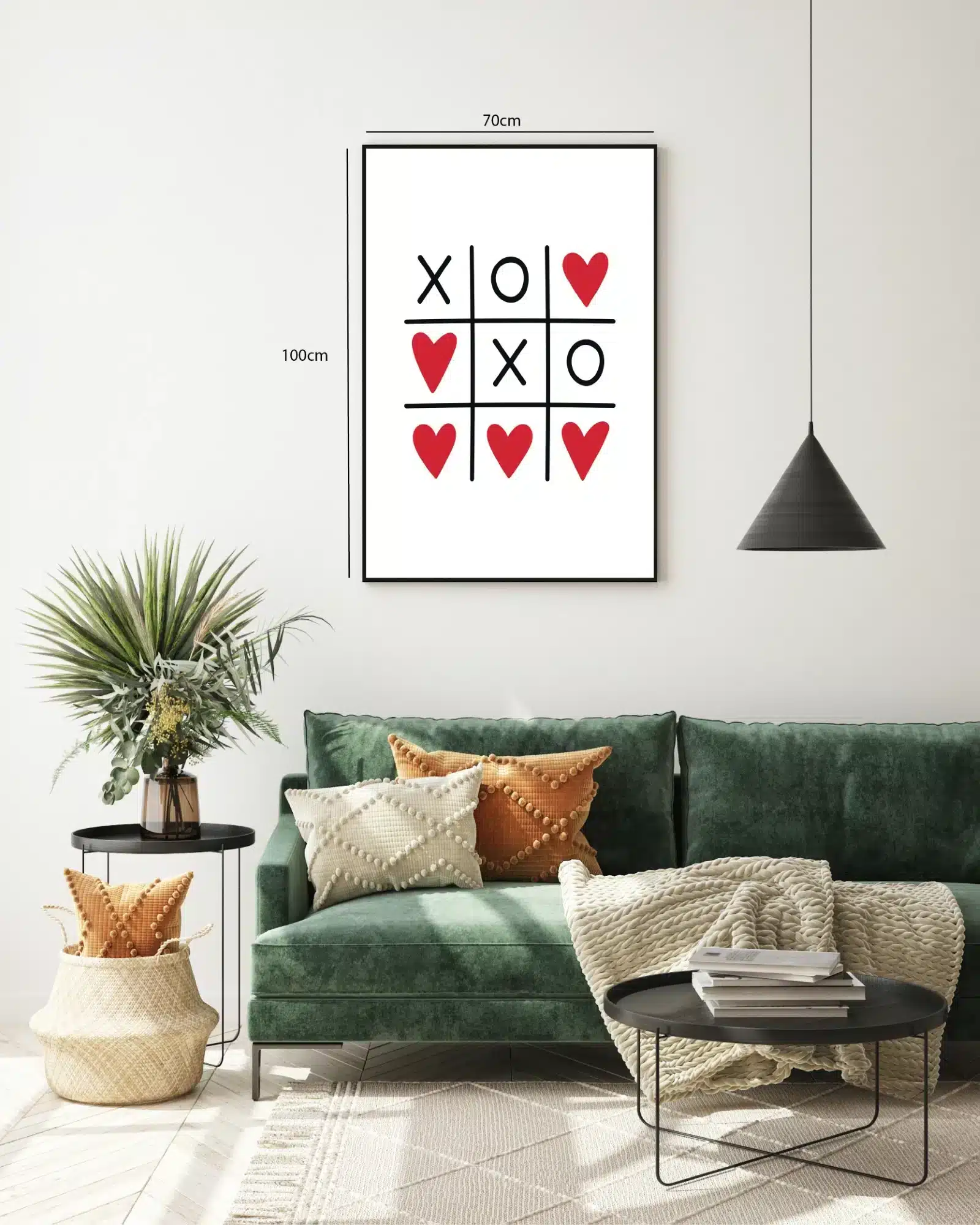 Kryds cirkler hjerter gitter med typografi