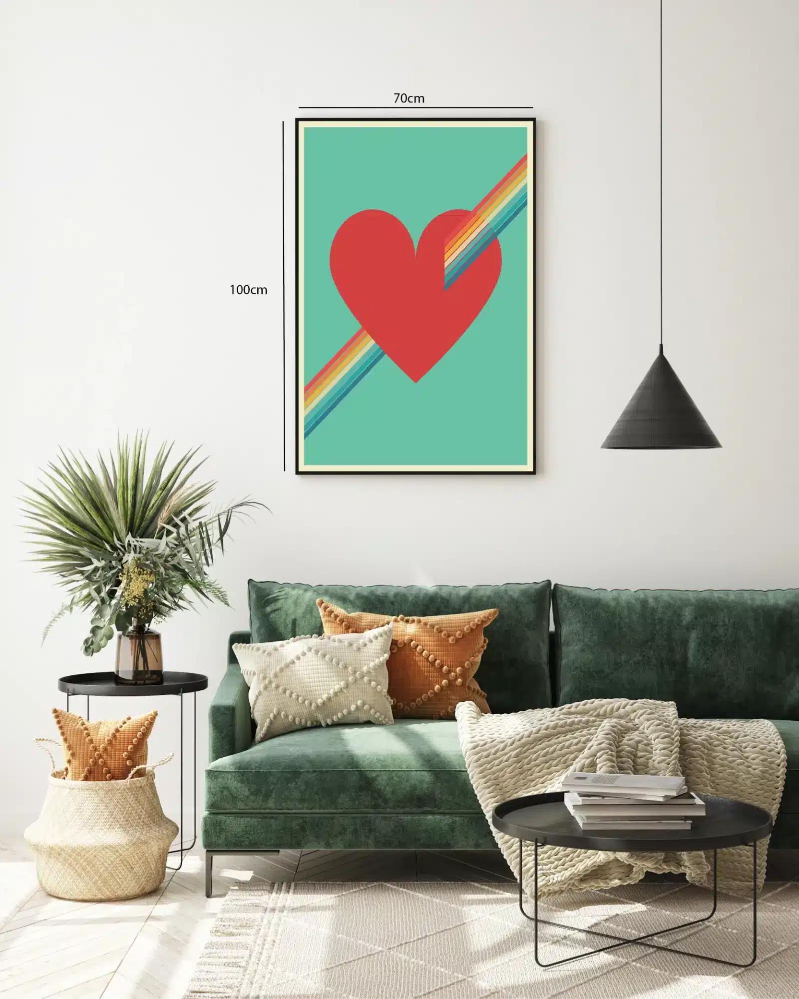 Hjerte regnbuestriber med farveflader striber geometri