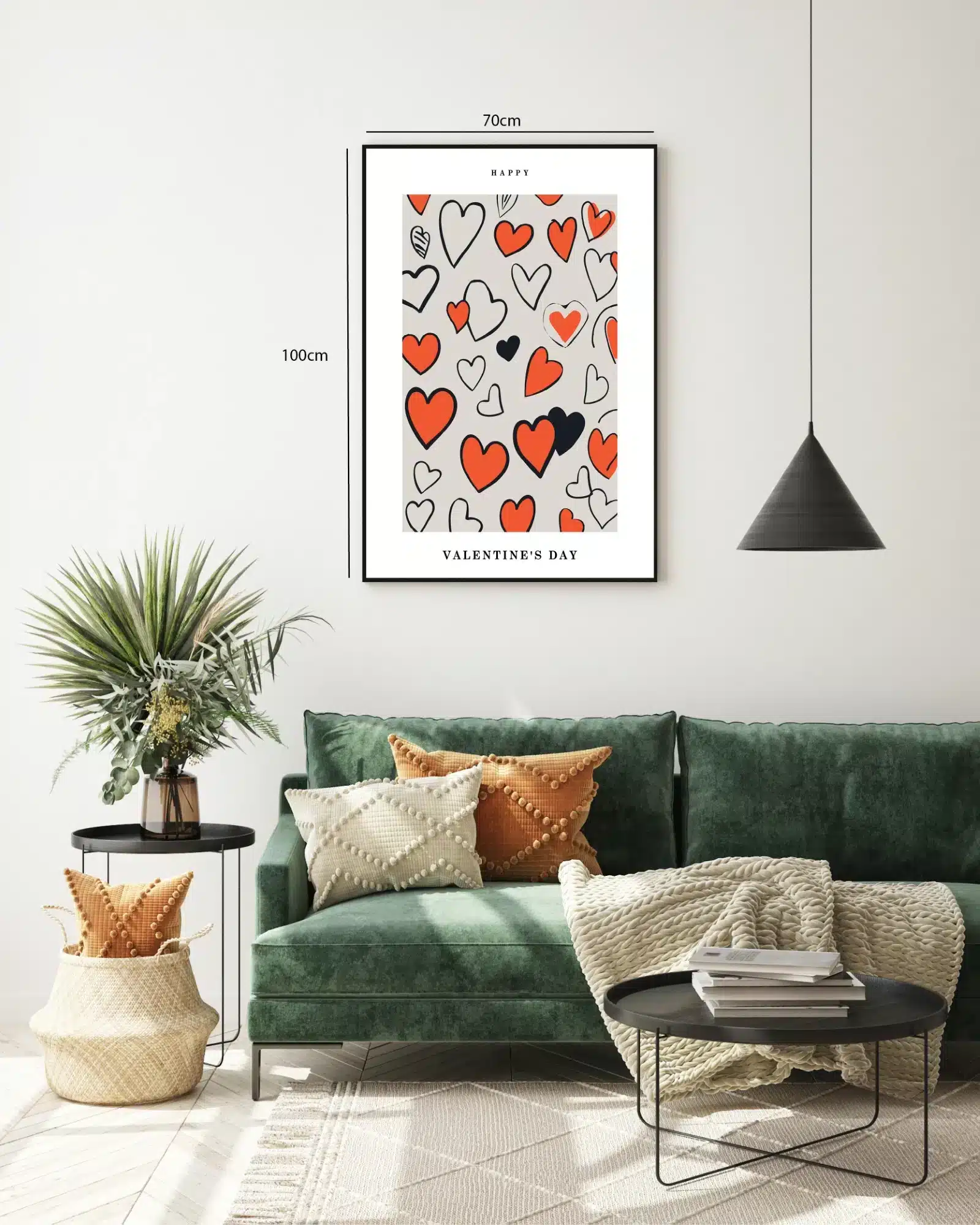 Hjerter med typografi mønster kontur