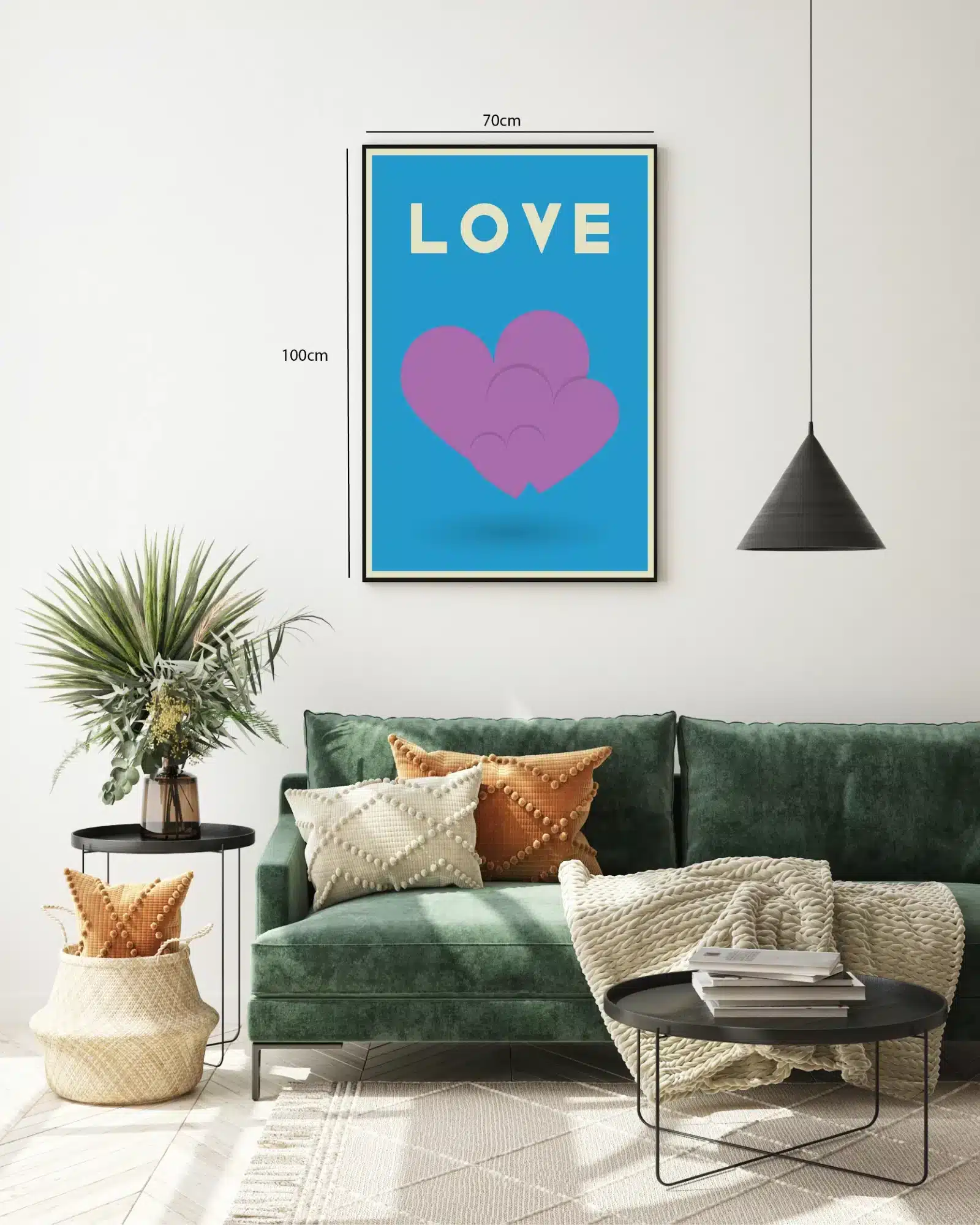 Hjerter tekst med typografi skygge farveflade