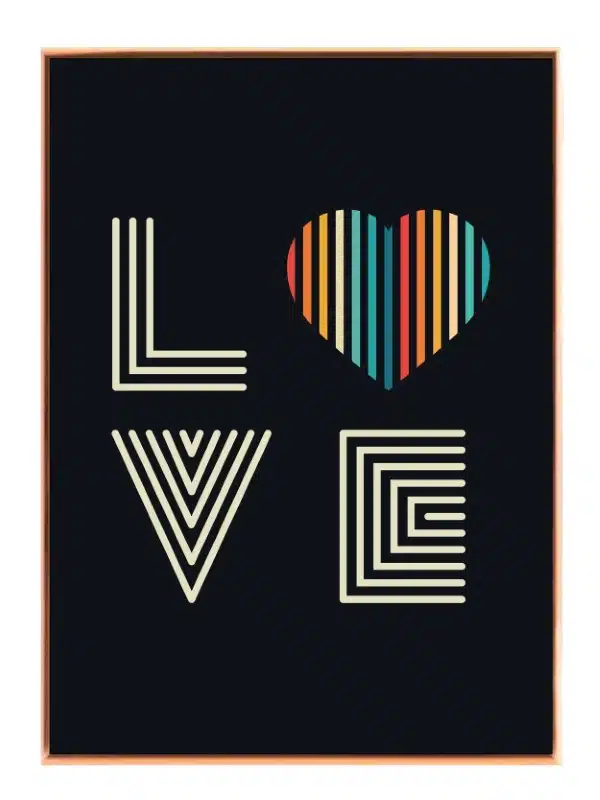 Bogstaver hjerte med typografi striber geometri