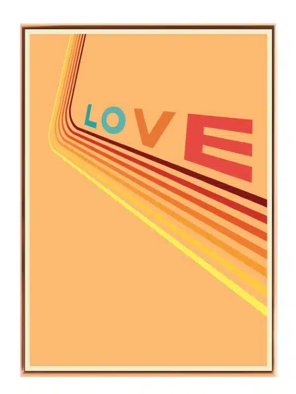 Ordet love med typografi striber farveflader