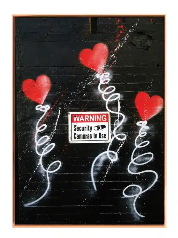 Hjerter mur skilt med graffiti typografi