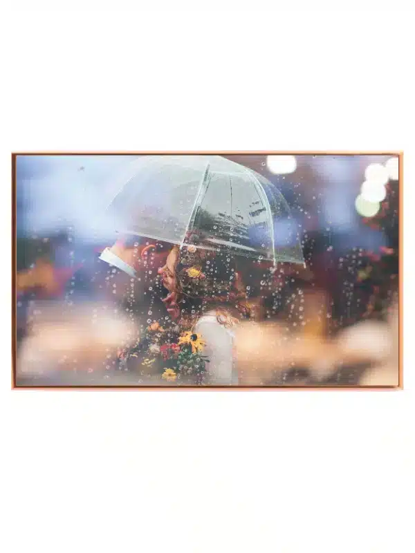 Par paraply regn med bokeh dråber