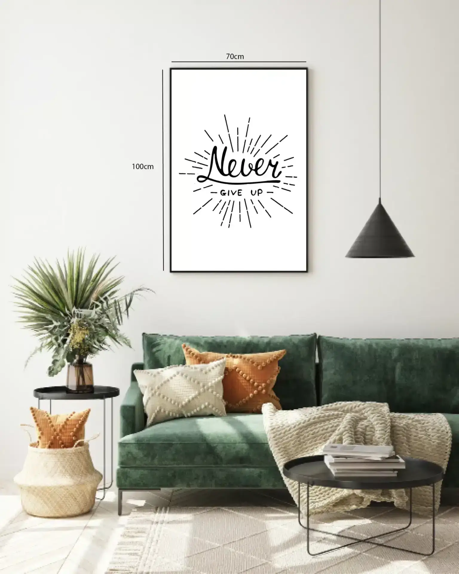 Motiverende Never Give Up Plakat