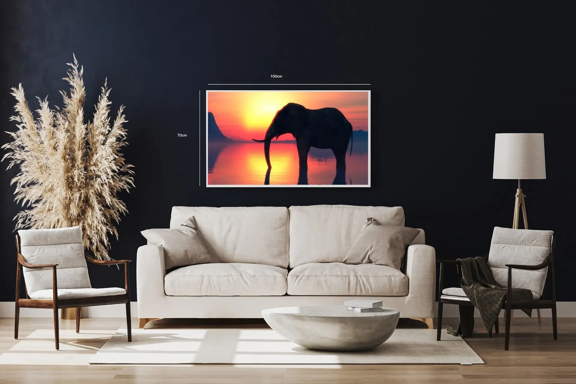 Elephant At Sunset Plakat