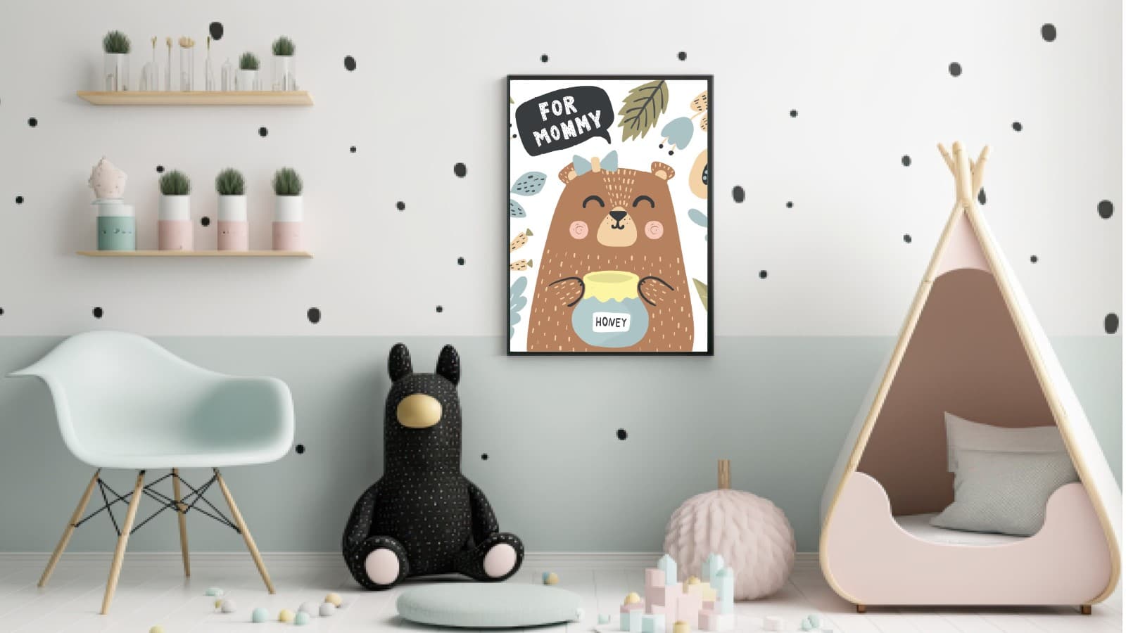 Happy Bear With Honey Plakat