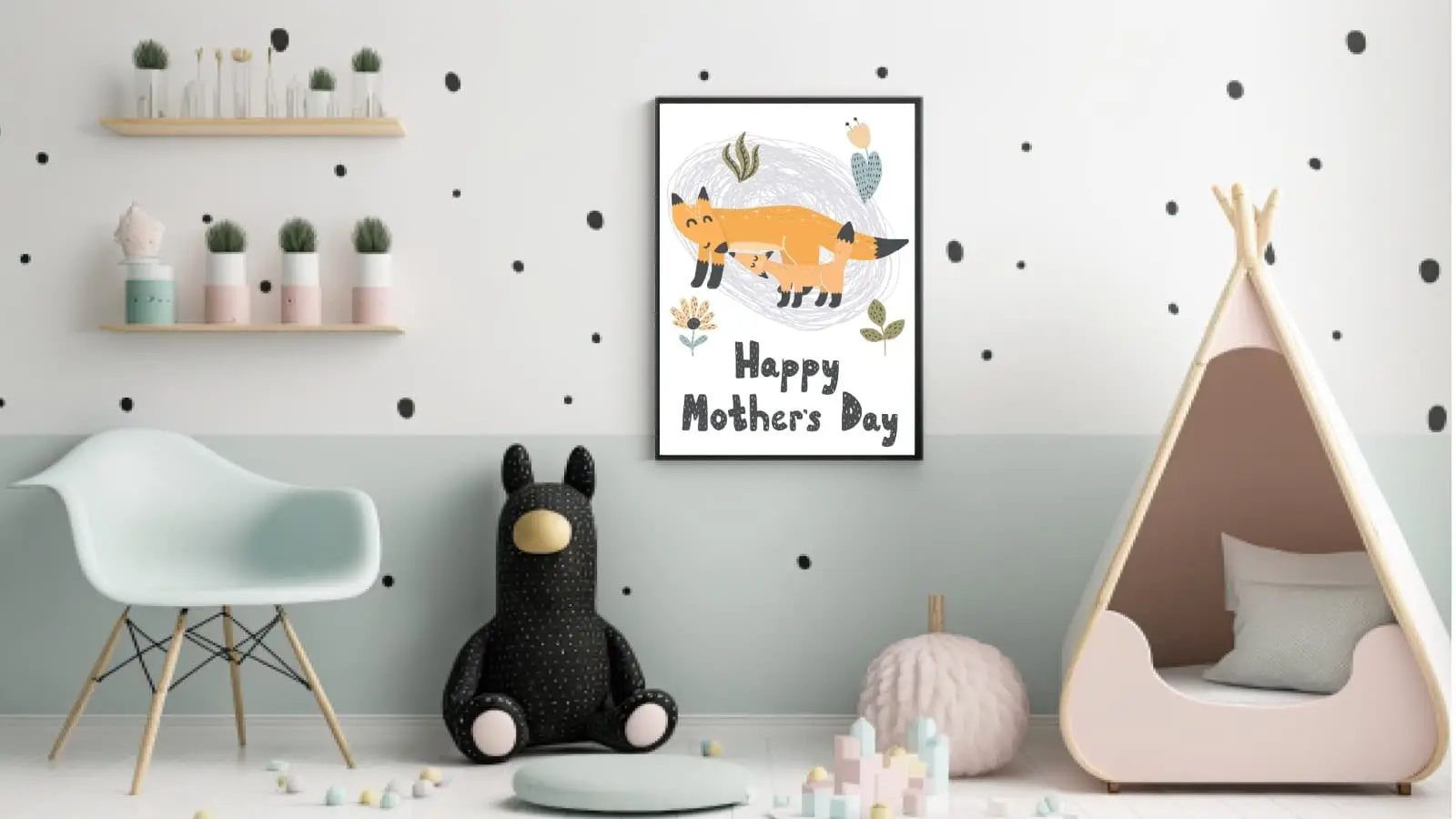 Happy Fox Family Illustration Plakat