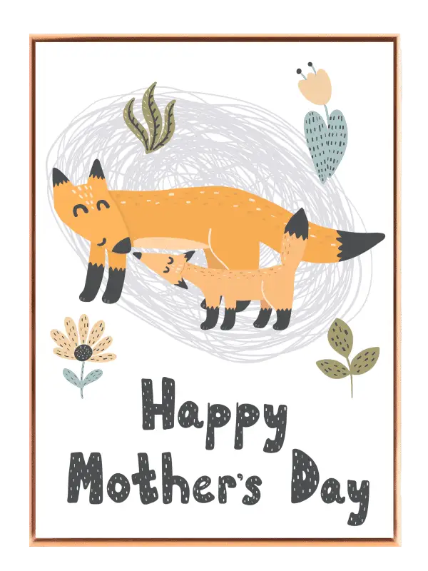 Happy Fox Family Illustration Plakat