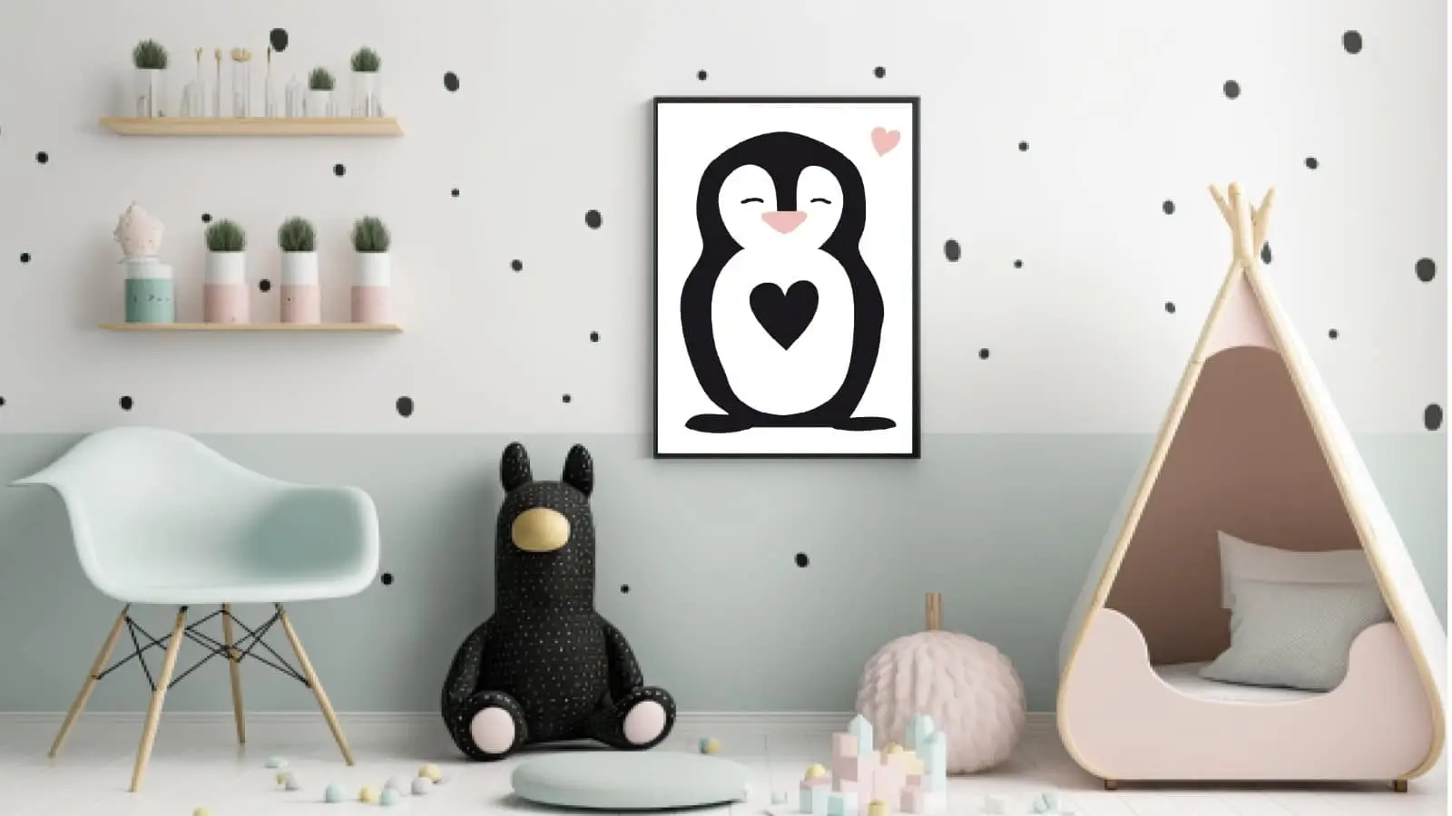 Gentle Penguin With Heart Plakat