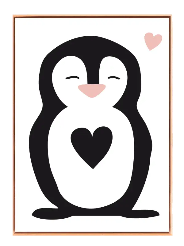 Gentle Penguin With Heart Plakat