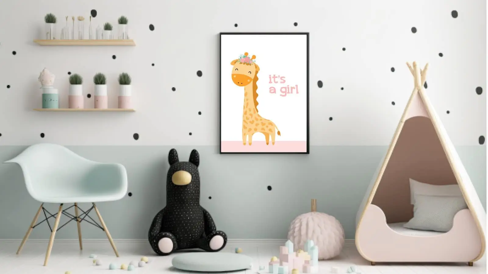Gentle Giraffe Baby Girl Plakat