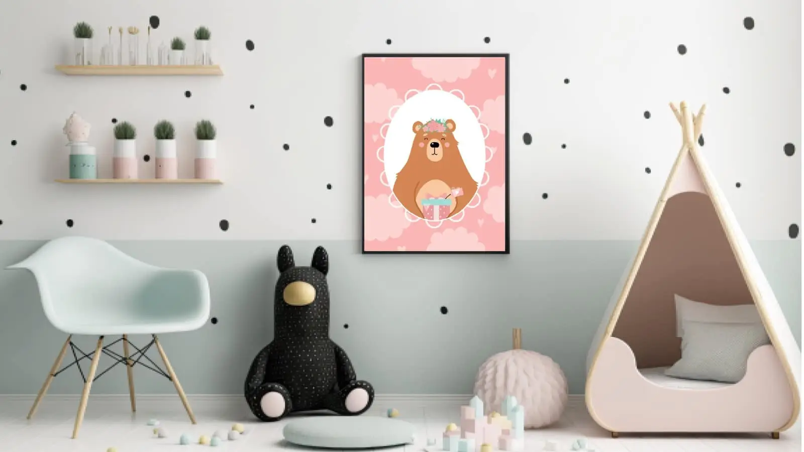 Playful Bear With Gift Plakat