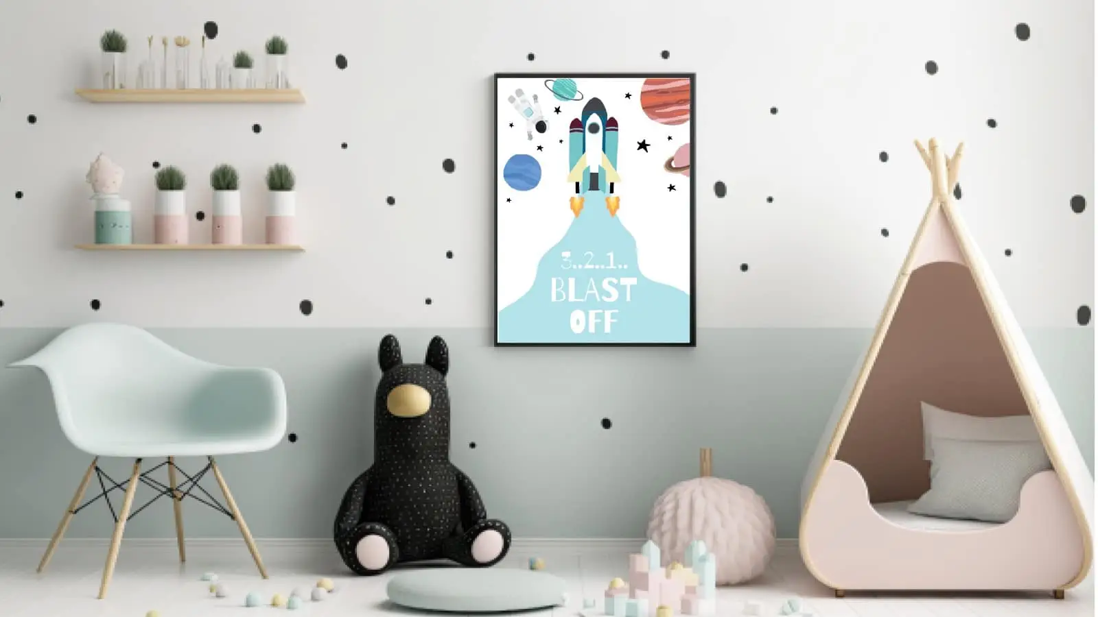 Playful Rocket Blast Off Plakat