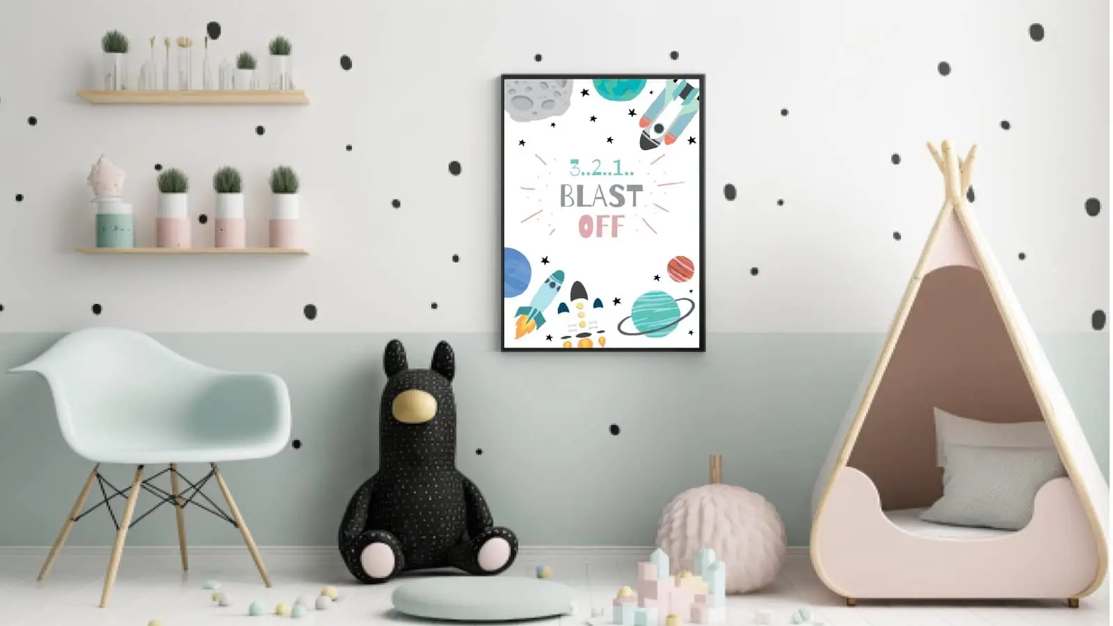 Playful Blast Off Rocket Plakat