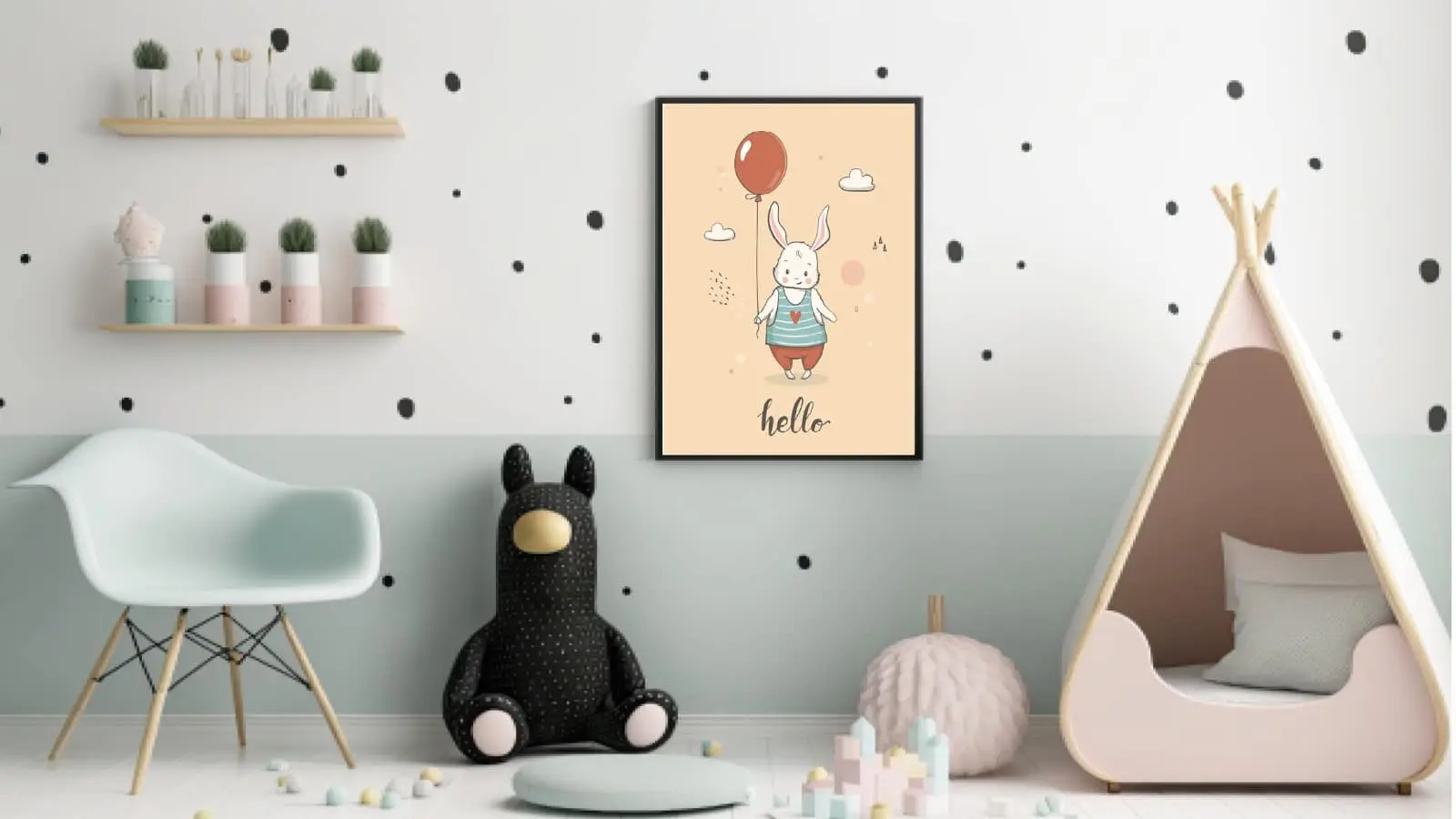 Gentle Bunny With Balloon Plakat